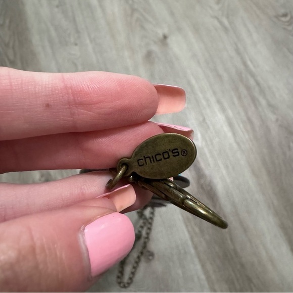 Chicos Turquoise Southwestern Beaded Chain Belt Waist Adjustable Bohemian Blue - Picture 3 of 3